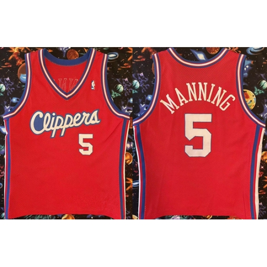 Men Los Angeles Clippers 5 Danny Manning Red 93 94 Champion Stitched Jersey Men Los Angeles Clippers 5 Danny Manning Red 93 94 Champion Stitched Jersey