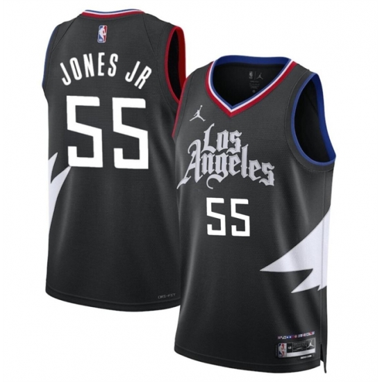 Men Los Angeles Clippers 55 Derrick Jones Jr Black Statement Edition Stitched Jersey Men Los Angeles Clippers 55 Derrick Jones Jr Black Statement Edition Stitched Jersey