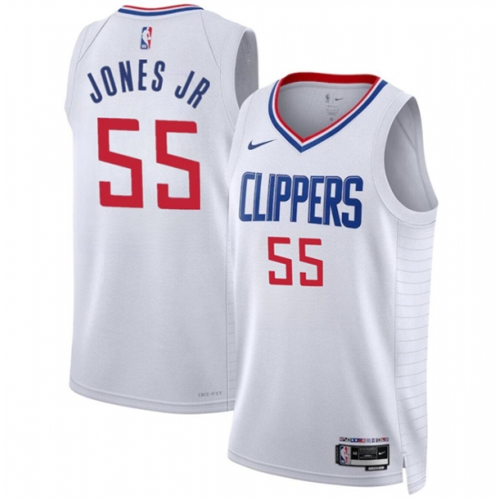 Men Los Angeles Clippers 55 Derrick Jones Jr White Association Edition Stitched Jersey Men Los Angeles Clippers 55 Derrick Jones Jr White Association Edition Stitched Jersey