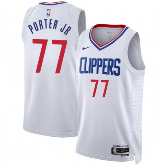 Men Los Angeles Clippers 77 Kevin Porter Jr White Association Edition Stitched Jersey Men Los Angeles Clippers 77 Kevin Porter Jr White Association Edition Stitched Jersey
