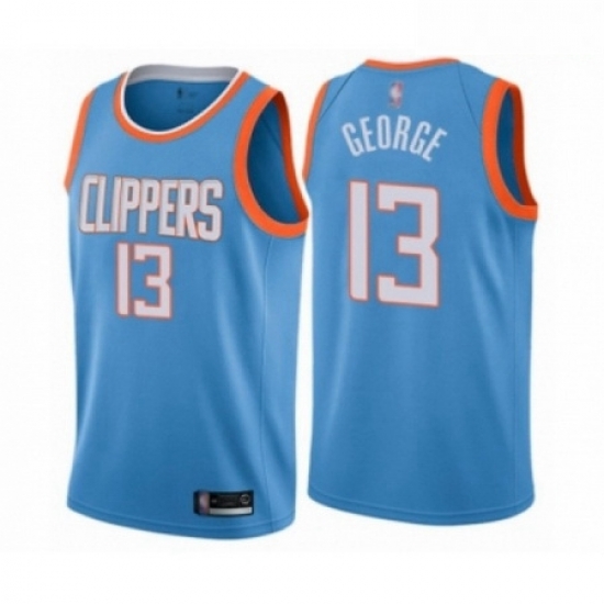Mens Los Angeles Clippers 13 Paul George Authentic Blue Basketball Jersey City Edition Mens Los Angeles Clippers 13 Paul George Authentic Blue Basketball Jersey City Edition