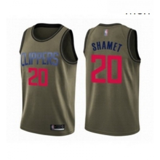 Mens Los Angeles Clippers 20 Landry Shamet Swingman Green Salute to Service Basketball Jersey Mens Los Angeles Clippers 20 Landry Shamet Swingman Green Salute to Service Basketball Jersey