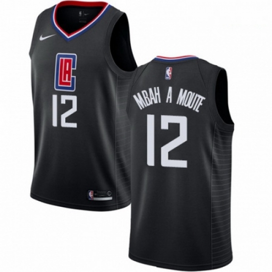 Mens Nike Los Angeles Clippers 12 Luc Mbah a Moute Swingman Black NBA Jersey Statement Edition Mens Nike Los Angeles Clippers 12 Luc Mbah a Moute Swingman Black NBA Jersey Statement Edition