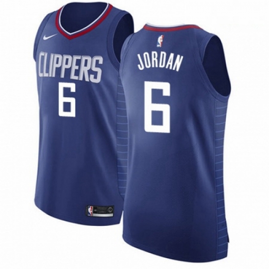 Mens Nike Los Angeles Clippers 6 DeAndre Jordan Authentic Blue Road NBA Jersey Icon Edition Mens Nike Los Angeles Clippers 6 DeAndre Jordan Authentic Blue Road NBA Jersey Icon Edition