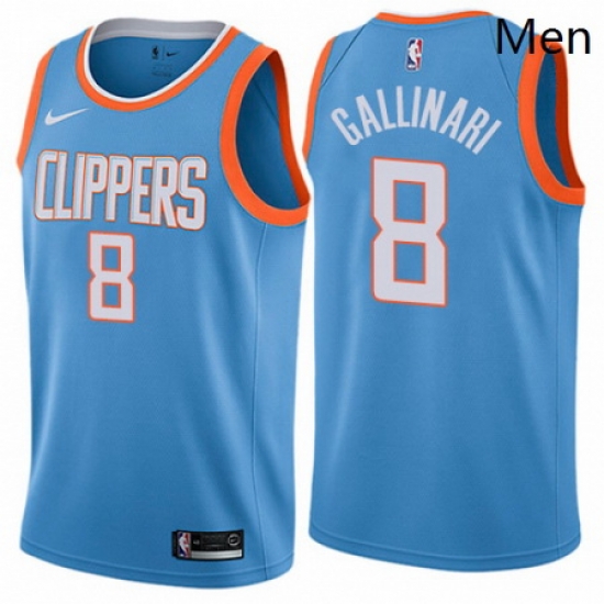 Mens Nike Los Angeles Clippers 8 Danilo Gallinari Authentic Blue NBA Jersey City Edition Mens Nike Los Angeles Clippers 8 Danilo Gallinari Authentic Blue NBA Jersey City Edition