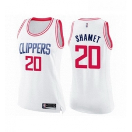 Womens Los Angeles Clippers 20 Landry Shamet Swingman White Pink Fashion Basketball Jersey Womens Los Angeles Clippers 20 Landry Shamet Swingman White Pink Fashion Basketball Jersey