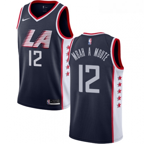 Womens Nike Los Angeles Clippers 12 Luc Mbah a Moute Swingman Navy Blue NBA Jersey City Edition Womens Nike Los Angeles Clippers 12 Luc Mbah a Moute Swingman Navy Blue NBA Jersey City Edition