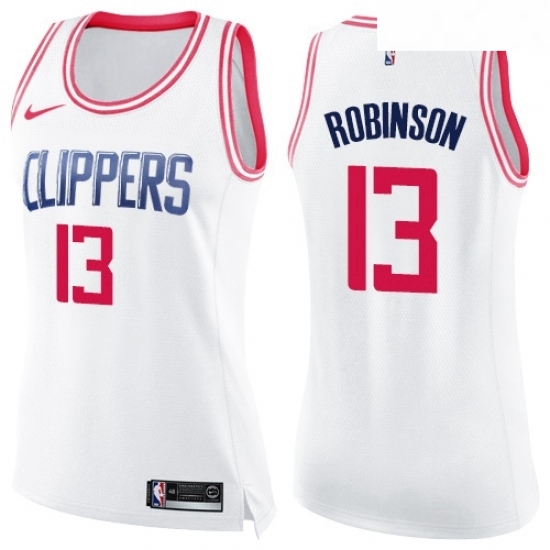 Womens Nike Los Angeles Clippers 13 Jerome Robinson Swingman White Pink Fashion NBA Jersey Womens Nike Los Angeles Clippers 13 Jerome Robinson Swingman White Pink Fashion NBA Jersey