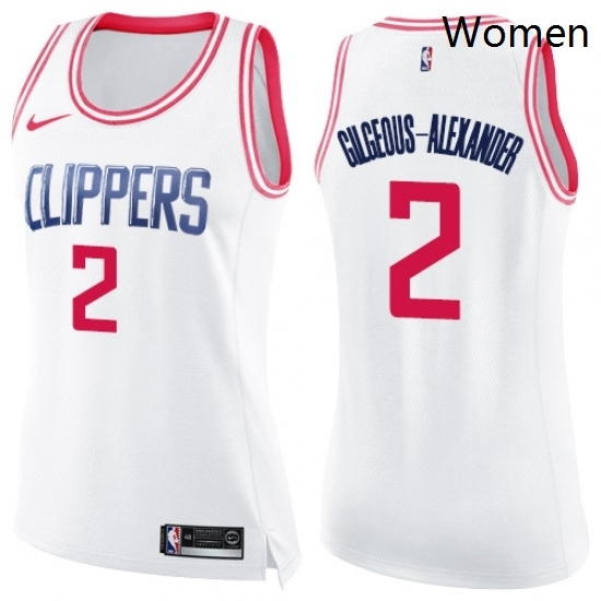 Womens Nike Los Angeles Clippers 2 Shai Gilgeous Alexander Swingman White Pink Fashion NBA Jersey Womens Nike Los Angeles Clippers 2 Shai Gilgeous Alexander Swingman White Pink Fashion NBA Jersey