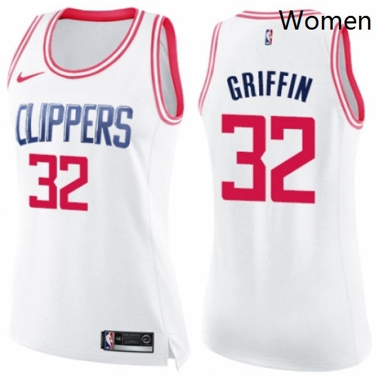 Womens Nike Los Angeles Clippers 32 Blake Griffin Swingman White Pink Fashion NBA Jersey Womens Nike Los Angeles Clippers 32 Blake Griffin Swingman White Pink Fashion NBA Jersey