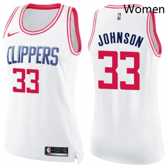 Womens Nike Los Angeles Clippers 33 Wesley Johnson Swingman WhitePink Fashion NBA Jersey Womens Nike Los Angeles Clippers 33 Wesley Johnson Swingman WhitePink Fashion NBA Jersey