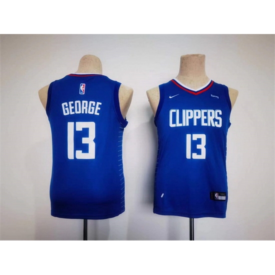 Youth Los Angeles Clippers 13 Paul George Royal Stitched Basketball Jersey Youth Los Angeles Clippers 13 Paul George Royal Stitched Basketball Jersey