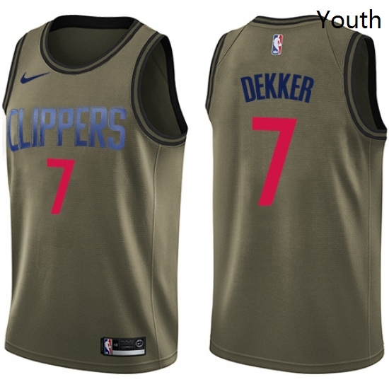 Youth Nike Los Angeles Clippers 7 Sam Dekker Swingman Green Salute to Service NBA Jersey Youth Nike Los Angeles Clippers 7 Sam Dekker Swingman Green Salute to Service NBA Jersey