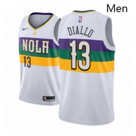 Men NBA 2018 19 New Orleans Pelicans 13 Cheick Diallo City Edition White Jersey Men NBA 2018 19 New Orleans Pelicans 13 Cheick Diallo City Edition White Jersey
