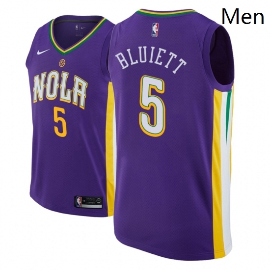 Men NBA 2018 19 New Orleans Pelicans 5 Trevon Bluiett City Edition Purple Jersey Men NBA 2018 19 New Orleans Pelicans 5 Trevon Bluiett City Edition Purple Jersey