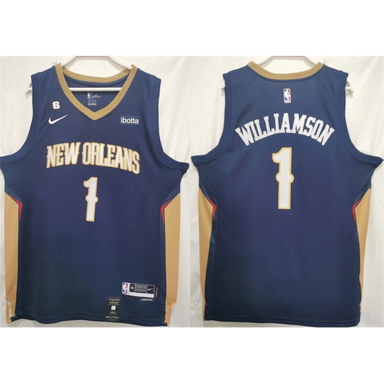 Men New Orleans Pelicans 1 Zion Williamson Navy Stitched Basketball Jersey Men New Orleans Pelicans 1 Zion Williamson Navy Stitched Basketball Jersey