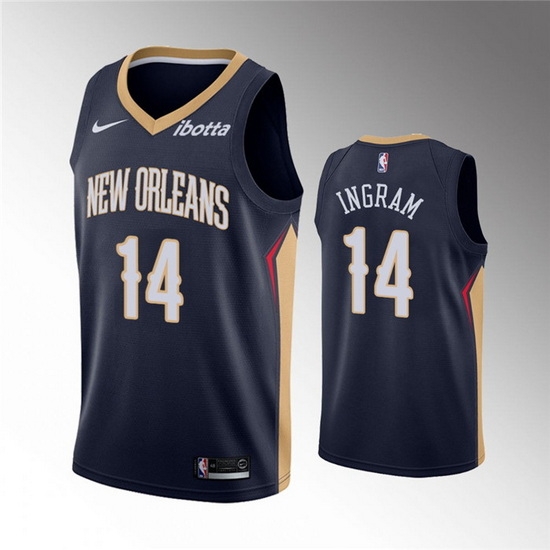 Men New Orleans Pelicans 14 Brandon Ingram Navy Icon Edition Stitched Jersey Men New Orleans Pelicans 14 Brandon Ingram Navy Icon Edition Stitched Jersey