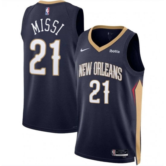 Men New Orleans Pelicans 21 Yves Missi Navy 2024 Draft Icon Edition Stitched Basketball Jersey Men New Orleans Pelicans 21 Yves Missi Navy 2024 Draft Icon Edition Stitched Basketball Jersey