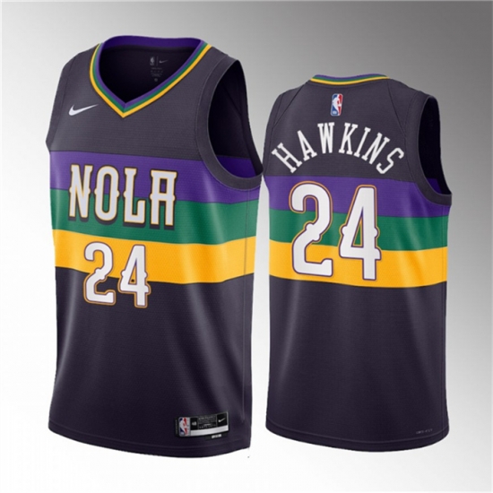 Men New Orleans Pelicans 24 Jordan Hawkins Purple 2023 Draft City Edition Stitched Basketball Jersey Men New Orleans Pelicans 24 Jordan Hawkins Purple 2023 Draft City Edition Stitched Basketball Jersey