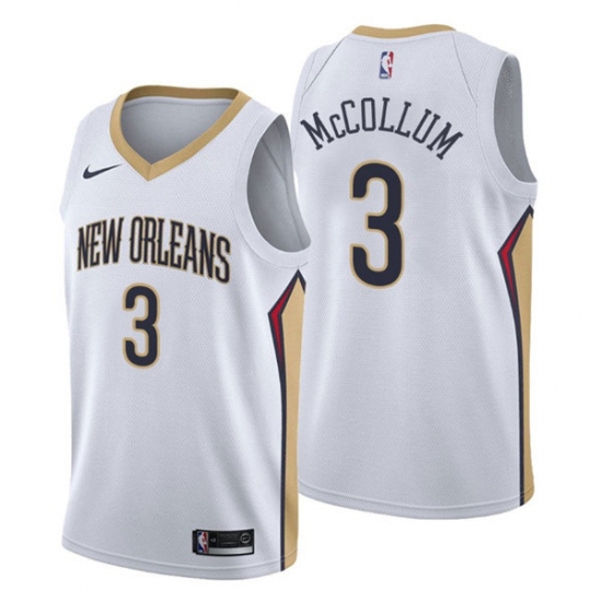 Men New Orleans Pelicans 3 C J McCollum White Association Edition Stitched Jerse Men New Orleans Pelicans 3 C J McCollum White Association Edition Stitched Jerse