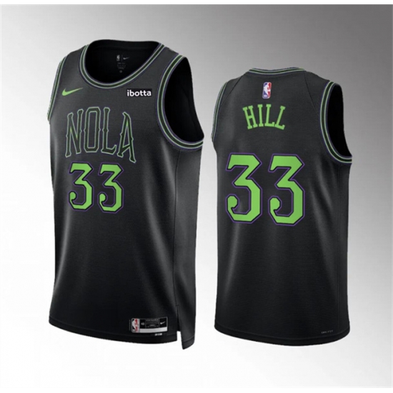 Men New Orleans Pelicans 33 Malcolm Hill Black City Edition Stitched Basketball Jersey Men New Orleans Pelicans 33 Malcolm Hill Black City Edition Stitched Basketball Jersey