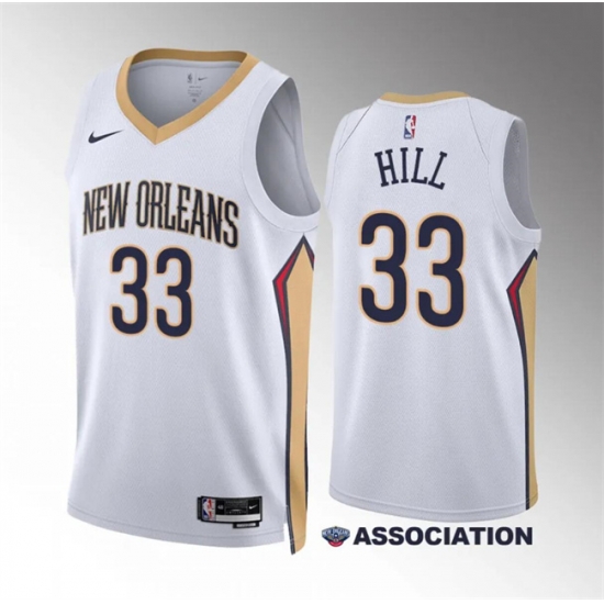 Men New Orleans Pelicans 33 Malcolm Hill White Association Edition Stitched Basketball Jersey Men New Orleans Pelicans 33 Malcolm Hill White Association Edition Stitched Basketball Jersey
