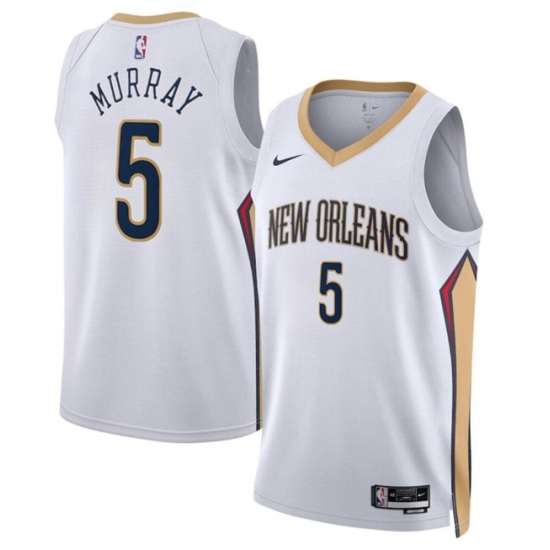 Men New Orleans Pelicans 5 Dejounte Murray White Association Edition Stitched Basketball Jersey Men New Orleans Pelicans 5 Dejounte Murray White Association Edition Stitched Basketball Jersey