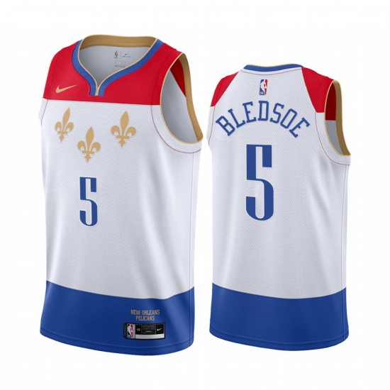 Men Nike New Orleans Pelicans 5 Eric Bledsoe White NBA Swingman 2020 21 City Edition Jersey Men Nike New Orleans Pelicans 5 Eric Bledsoe White NBA Swingman 2020 21 City Edition Jersey