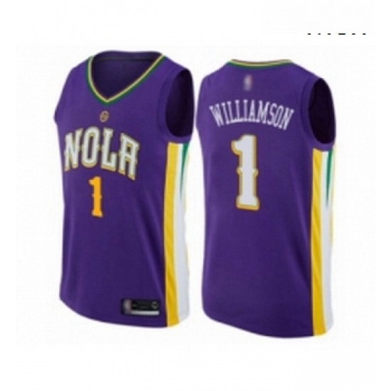 Mens New Orleans Pelicans 1 Zion Williamson Swingman Purple Basketball Jersey City Edition Mens New Orleans Pelicans 1 Zion Williamson Swingman Purple Basketball Jersey City Edition