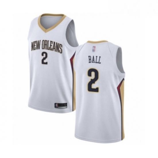 Mens New Orleans Pelicans 2 Lonzo Ball Authentic White Basketball Jersey Association Edition Mens New Orleans Pelicans 2 Lonzo Ball Authentic White Basketball Jersey Association Edition