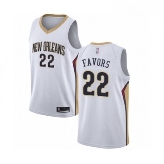 Mens New Orleans Pelicans 22 Derrick Favors Authentic White Basketball Jersey Association Edition Mens New Orleans Pelicans 22 Derrick Favors Authentic White Basketball Jersey Association Edition