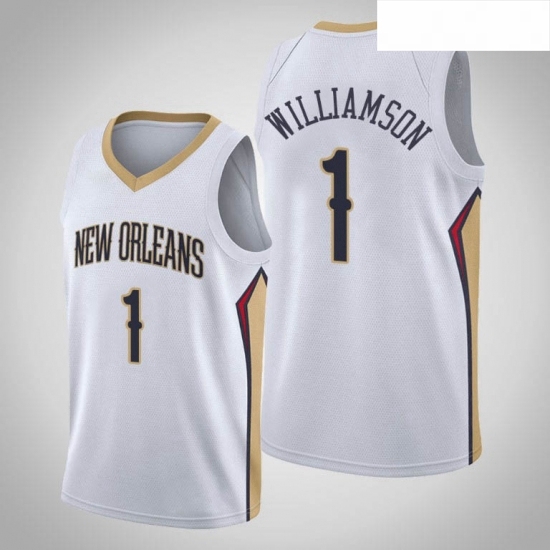 Mens Nike New Orleans Pelicans 1 Zion Williamson White NBA Swingman Association Edition Jersey Mens Nike New Orleans Pelicans 1 Zion Williamson White NBA Swingman Association Edition Jersey