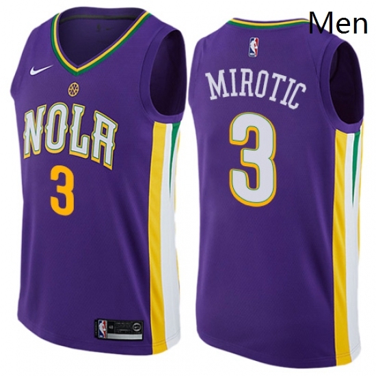 Mens Nike New Orleans Pelicans 3 Nikola Mirotic Authentic Purple NBA Jersey City Edition Mens Nike New Orleans Pelicans 3 Nikola Mirotic Authentic Purple NBA Jersey City Edition
