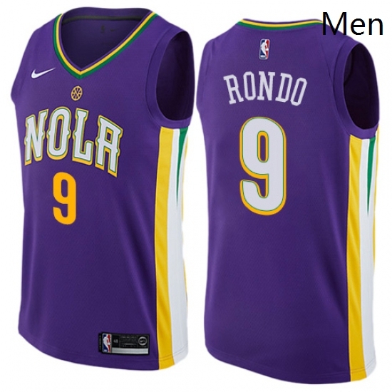 Mens Nike New Orleans Pelicans 9 Rajon Rondo Authentic Purple NBA Jersey City Edition Mens Nike New Orleans Pelicans 9 Rajon Rondo Authentic Purple NBA Jersey City Edition