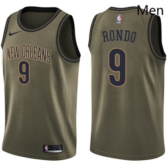 Mens Nike New Orleans Pelicans 9 Rajon Rondo Swingman Green Salute to Service NBA Jersey Mens Nike New Orleans Pelicans 9 Rajon Rondo Swingman Green Salute to Service NBA Jersey