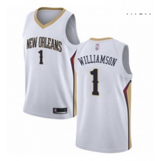 Nike New Orleans Pelicans 1 Zion Williamson White NBA Swingman Association Edition Jersey Nike New Orleans Pelicans 1 Zion Williamson White NBA Swingman Association Edition Jersey