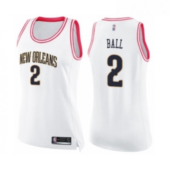 Womens New Orleans Pelicans 2 Lonzo Ball Swingman White Pink Fashion Basketball Jersey Womens New Orleans Pelicans 2 Lonzo Ball Swingman White Pink Fashion Basketball Jersey