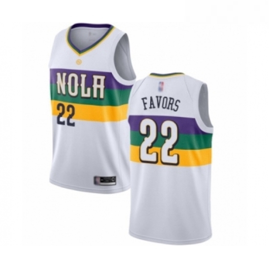 Womens New Orleans Pelicans 22 Derrick Favors Swingman White Basketball Jersey City Edition Womens New Orleans Pelicans 22 Derrick Favors Swingman White Basketball Jersey City Edition