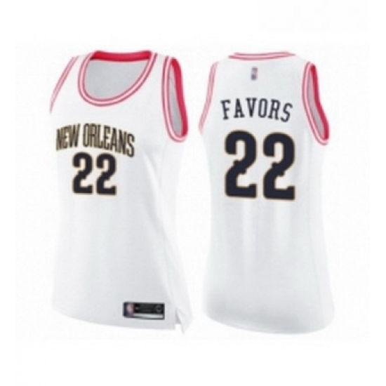 Womens New Orleans Pelicans 22 Derrick Favors Swingman White Pink Fashion Basketball Jersey Womens New Orleans Pelicans 22 Derrick Favors Swingman White Pink Fashion Basketball Jersey