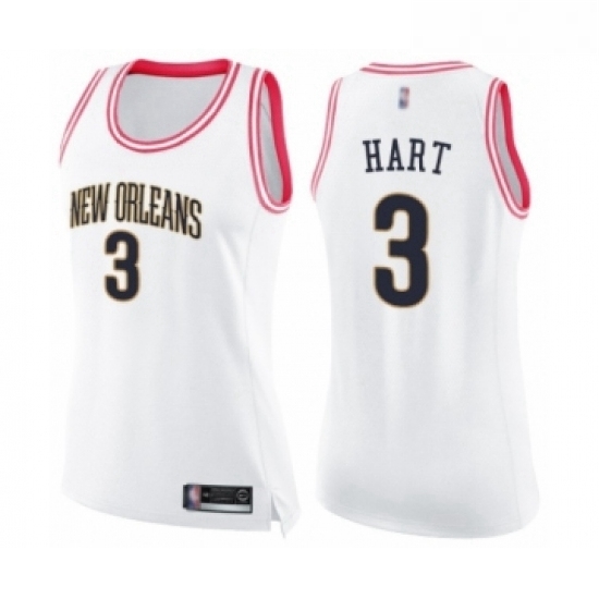 Womens New Orleans Pelicans 3 Josh Hart Swingman White Pink Fashion Basketball Jersey Womens New Orleans Pelicans 3 Josh Hart Swingman White Pink Fashion Basketball Jersey