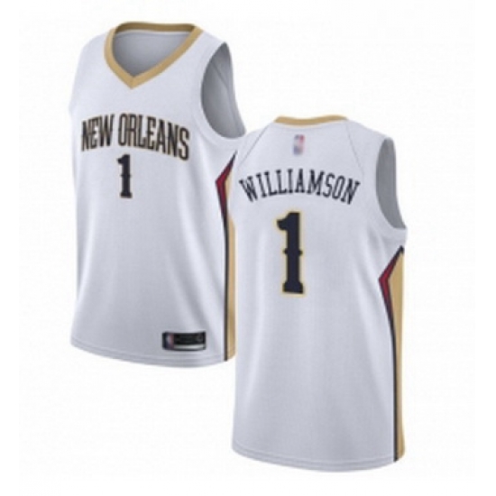 Womens Nike New Orleans Pelicans 1 Zion Williamson White NBA Swingman Association Edition Jersey Womens Nike New Orleans Pelicans 1 Zion Williamson White NBA Swingman Association Edition Jersey