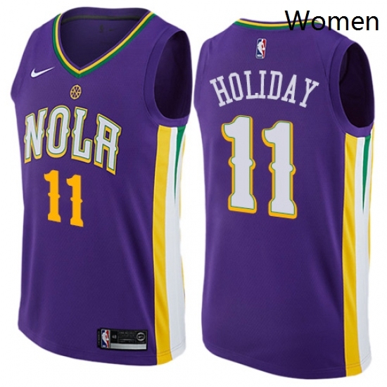 Womens Nike New Orleans Pelicans 11 Jrue Holiday Swingman Purple NBA Jersey City Edition Womens Nike New Orleans Pelicans 11 Jrue Holiday Swingman Purple NBA Jersey City Edition