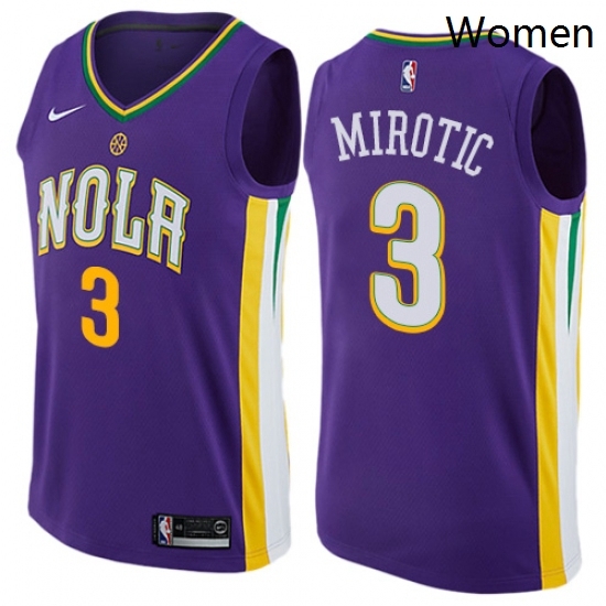 Womens Nike New Orleans Pelicans 3 Nikola Mirotic Swingman Purple NBA Jersey City Edition Womens Nike New Orleans Pelicans 3 Nikola Mirotic Swingman Purple NBA Jersey City Edition
