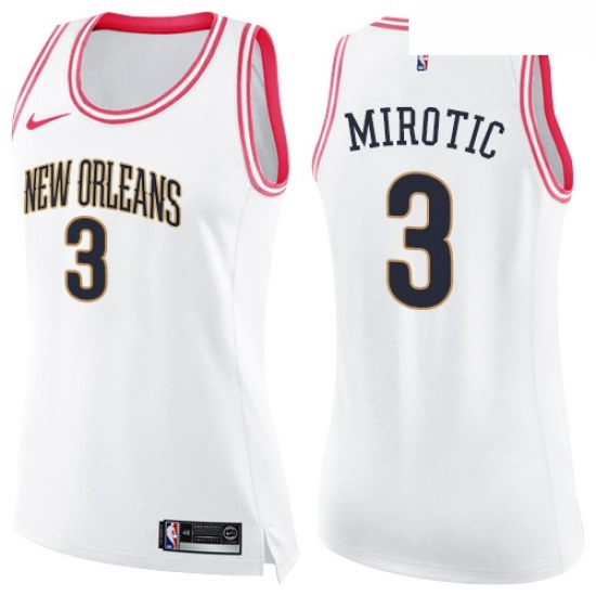 Womens Nike New Orleans Pelicans 3 Nikola Mirotic Swingman WhitePink Fashion NBA Jersey Womens Nike New Orleans Pelicans 3 Nikola Mirotic Swingman WhitePink Fashion NBA Jersey