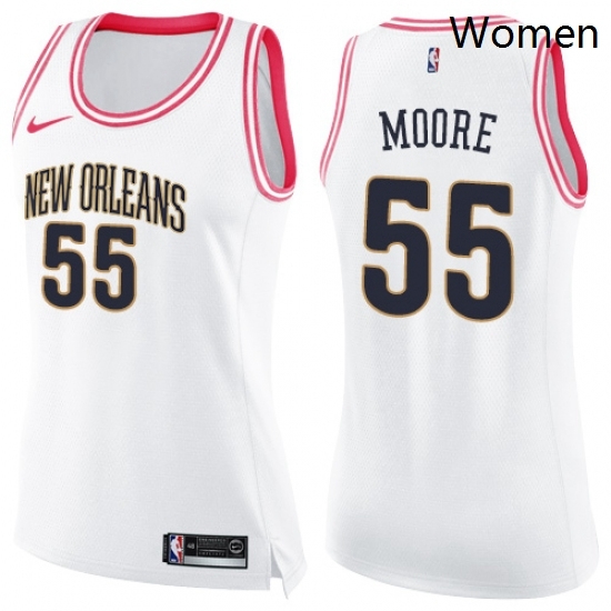 Womens Nike New Orleans Pelicans 55 ETwaun Moore Swingman WhitePink Fashion NBA Jersey Womens Nike New Orleans Pelicans 55 ETwaun Moore Swingman WhitePink Fashion NBA Jersey