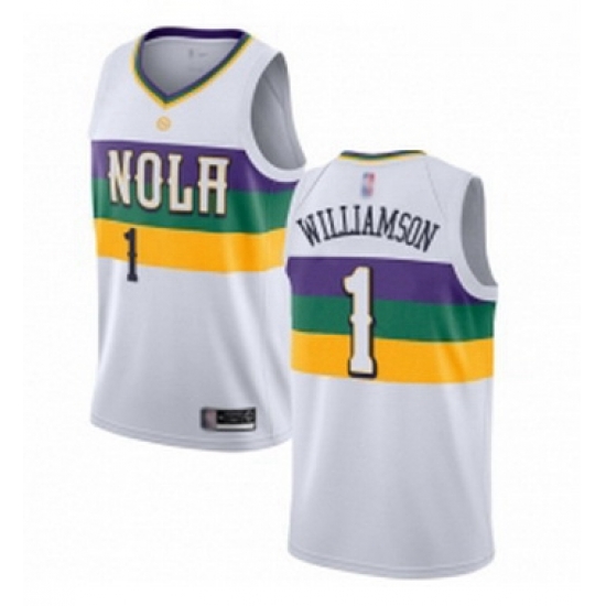 Youth Nike New Orleans Pelicans 1 Zion Williamson White NBA Swingman City Edition 2018 19 Jersey Youth Nike New Orleans Pelicans 1 Zion Williamson White NBA Swingman City Edition 2018 19 Jersey