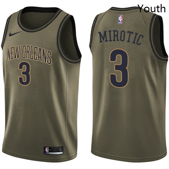 Youth Nike New Orleans Pelicans 3 Nikola Mirotic Swingman Green Salute to Service NBA Jersey Youth Nike New Orleans Pelicans 3 Nikola Mirotic Swingman Green Salute to Service NBA Jersey