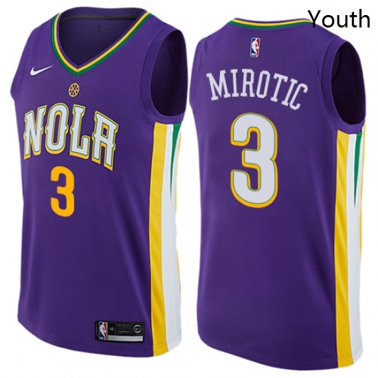 Youth Nike New Orleans Pelicans 3 Nikola Mirotic Swingman Purple NBA Jersey City Edition Youth Nike New Orleans Pelicans 3 Nikola Mirotic Swingman Purple NBA Jersey City Edition