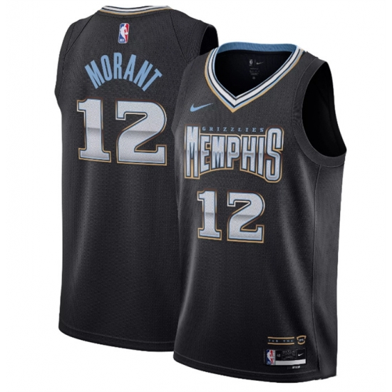Men Memphis Grizzlies 12 Ja Morant Black 2022 23 City Edition Stitched Basketball Jersey Men Memphis Grizzlies 12 Ja Morant Black 2022 23 City Edition Stitched Basketball Jersey