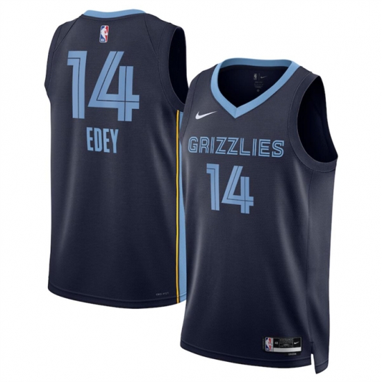 Men Memphis Grizzlies 14 Zach Edey Navy Icon Edition Stitched Jersey Men Memphis Grizzlies 14 Zach Edey Navy Icon Edition Stitched Jersey